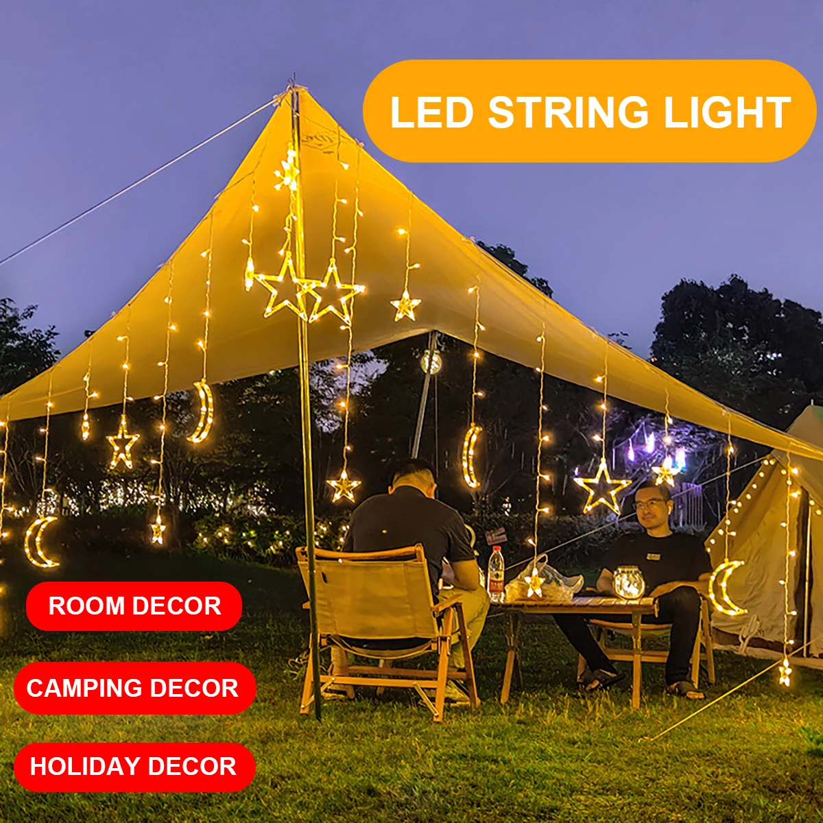 LED Moon Star Night Lingt Outdoor Solar Lamp Yard Indoor Festive Christmas  Decoration Lights - AliExpress