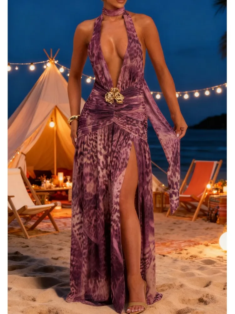 Summer Cover Ups Women Swimsuit Spaghetti Strap Robes Bathing Suit 2026 New Purple Color Beach Holiday Maxi Dresses Cover-Up 1