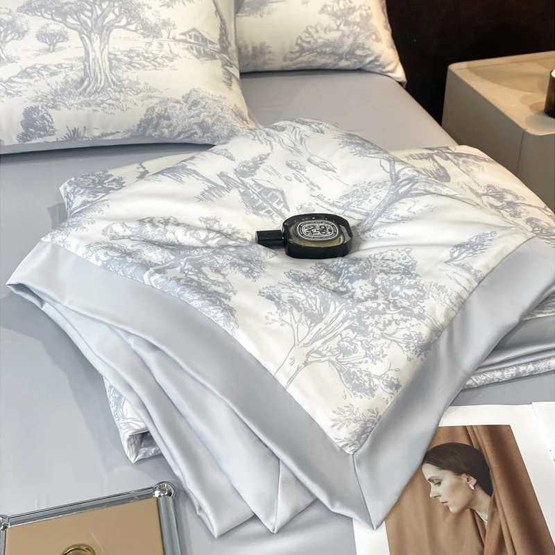 Summer Ice Silk Cool Comforter Soft Lightweight Blanket Smooth Air Condition Quilt Bedspread King Size Couple Bed Duvets summer quilt