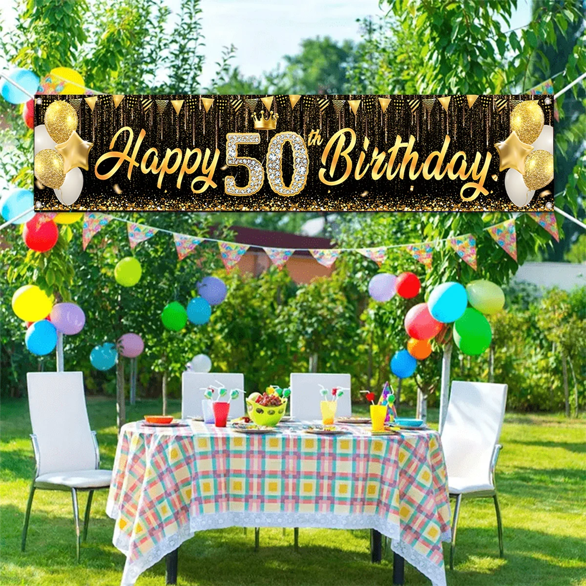 Joyeah Bannière Joyeux Anniversaire, Décoration D'Anniversaire En Or