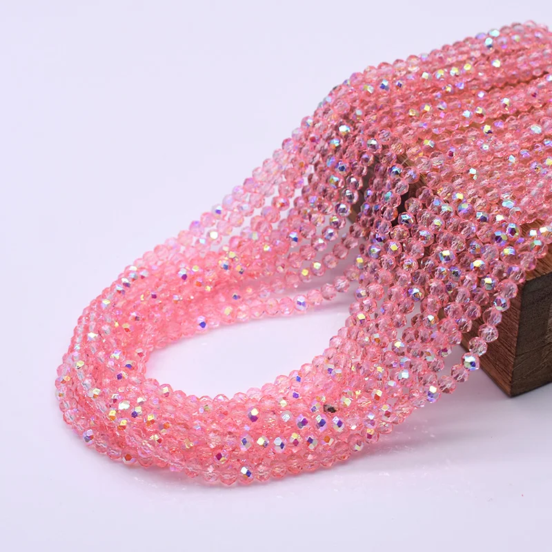 Rose Red Faceted Rondelle Glass Spacer Beads