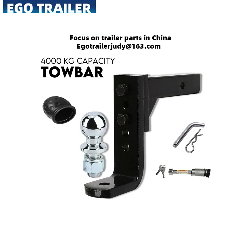 Egotrailer 4000KG Adjustable Height Tow Bar Hitch 50mm 2inch Ball Towbar Drop Mount Trailer