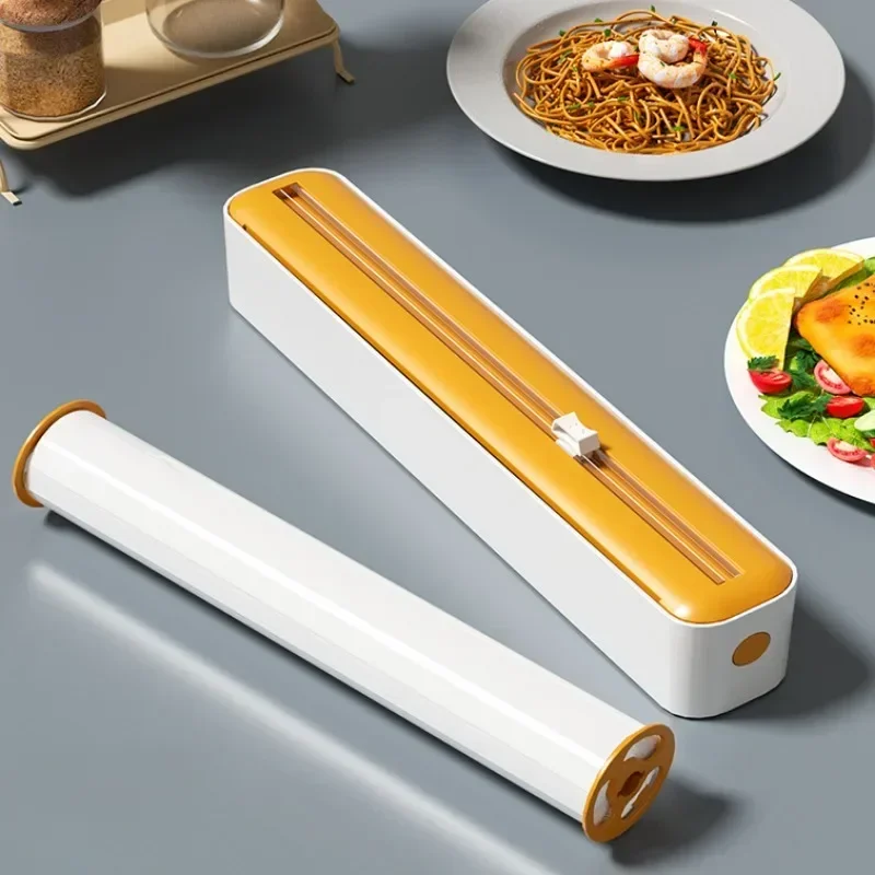 Plastic Wrap Cutter Multifunction Plastic Wrap Tin Foil Paper Storage Box Wall Mounted Refrigerator Storage Rack Kitchen Supply plastic wrap cutter cling film cutter