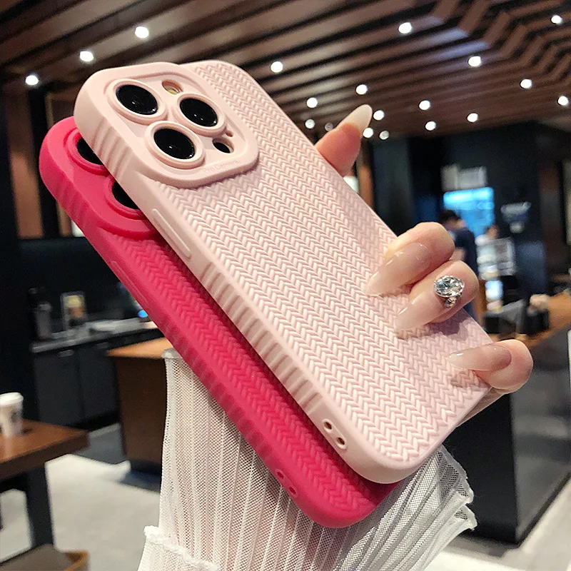 Fashion 3D Woven Pattern Matte Soft Silicone Shockproof Phone Case
