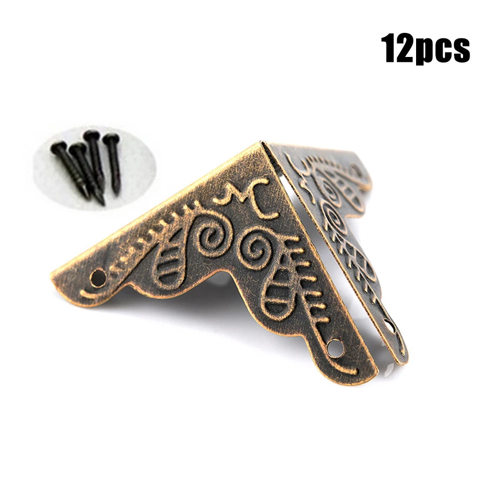 Description Picture 5 of itemProtector Case Box Corners Brackets Furniture Accessories Metal Triangle With Screws 12pcs Decorative Brand New