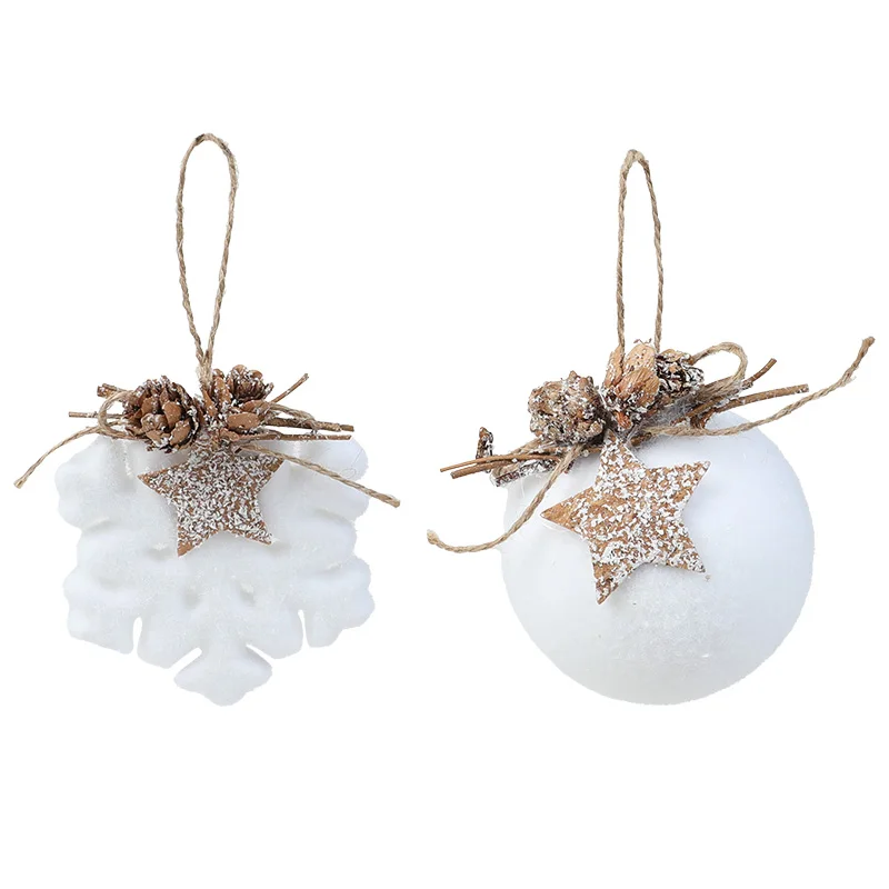 White Foam Christmas Hanging Ornaments Xmas Tree Balls Snowflake Pendants Navidad Home Party Decorations 2026 New Year Gifts