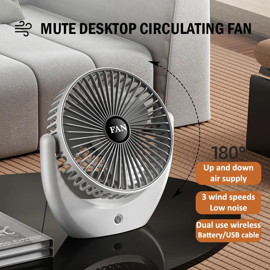 

2024 New Rechargeable Fan Portable Air Conditioner Desk Air Cooling Fan with 180° Adjustable and 3 Wind Speeds for Home Office