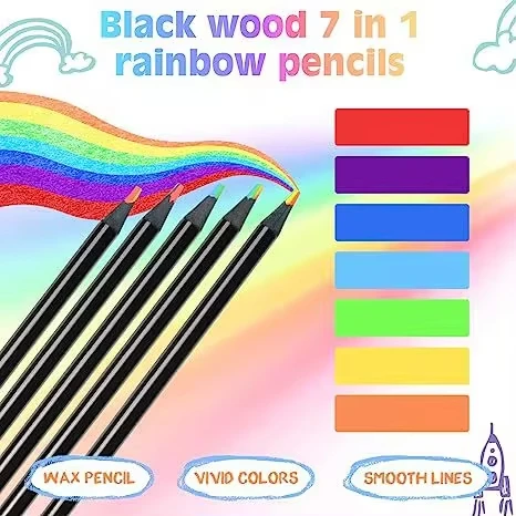 AngelMark 12Pcs Rainbow Color Pencils – 7-Color Gradient Crayons 3