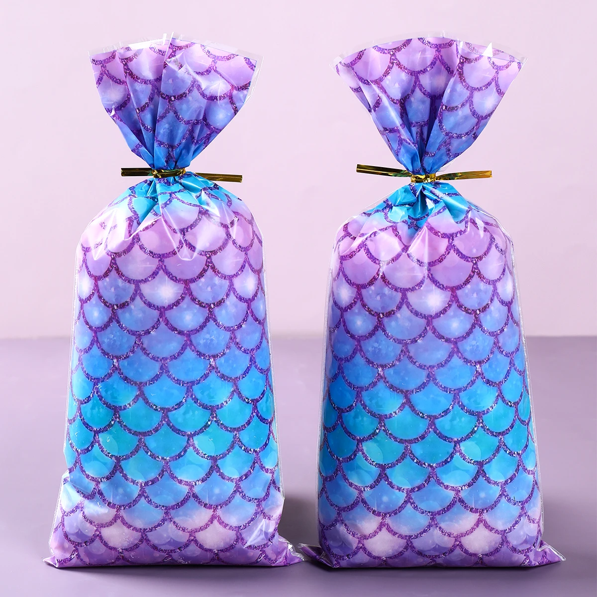 Mermaid Scale Candy Gift Packing Bags Little Mermaid Birthday Party Decor Kids Girl Baby Shower Biscuit Bag Wedding Suppies