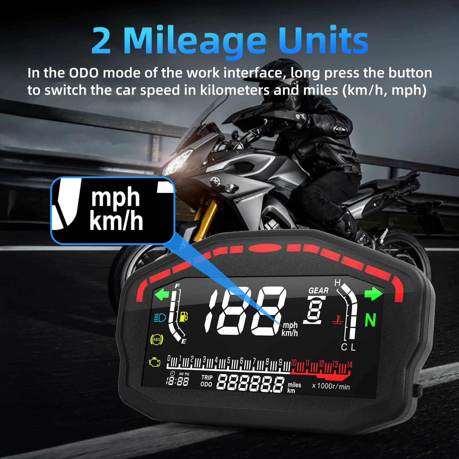 Motorcycle Speedometer Digital Board Dash Universal For 1 2 4 Cylinders Motorbike 0-14000r/min Odometer Gauge Gear Adjustable