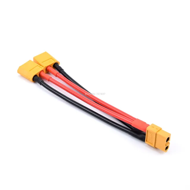 XT60 Parallel Battery Connector Male/Female Cable Dual Extension Y Splitter/ 3-Way 14AWG Silicone Wire for RC Battery Motor 1 female to 2 male