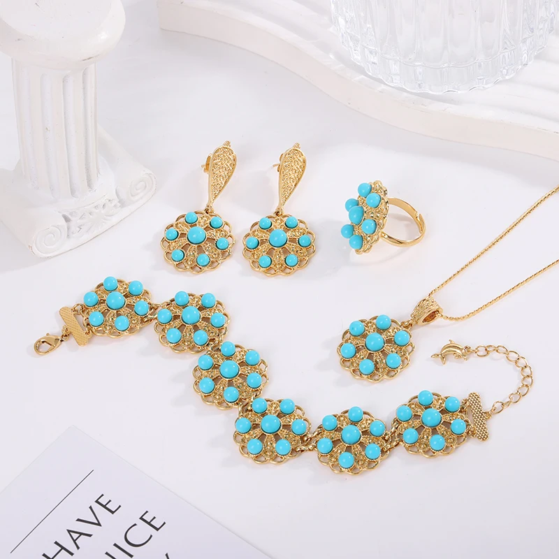 MANDIPopularJewelrySetofThreeHighQualityNaturalStoneInlaid