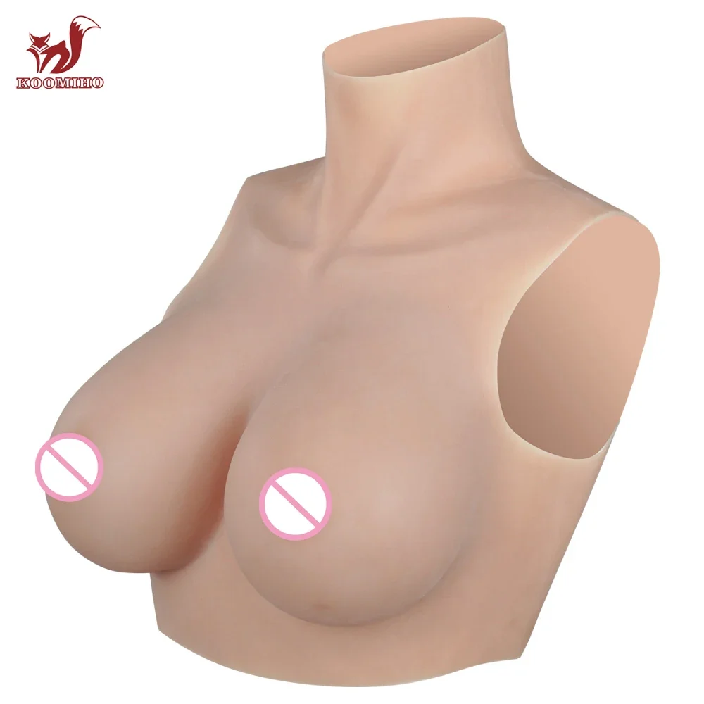 KOOMIHO 1TH GEN Silicone Breast Forms A/B/C/D/E/G/H Cup Huge Fake Boobs Transgender Drag Queen Shemale Crossdresser Beginner — view 6