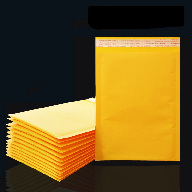 

Yellow kraft paper bubble Mailers shockproof express bag self-adhesive envelope packaging clothing foam packing shipping mailing