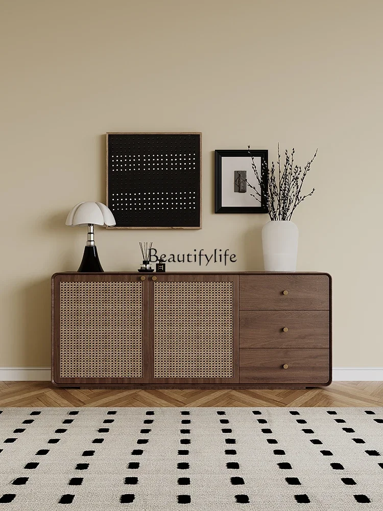 

Hallway Tea Living Room Wall Cupboard Household Walnut Bedroom Rattan Locker