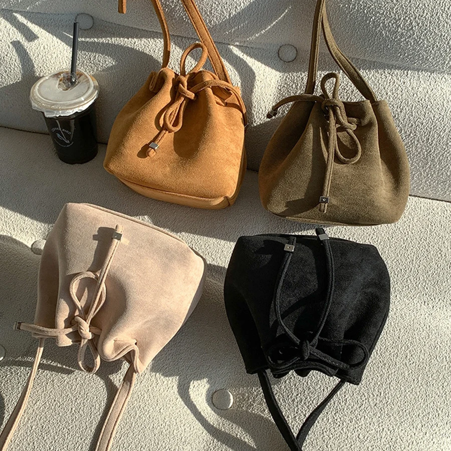 Women's Stylish Suede Bucket Bag