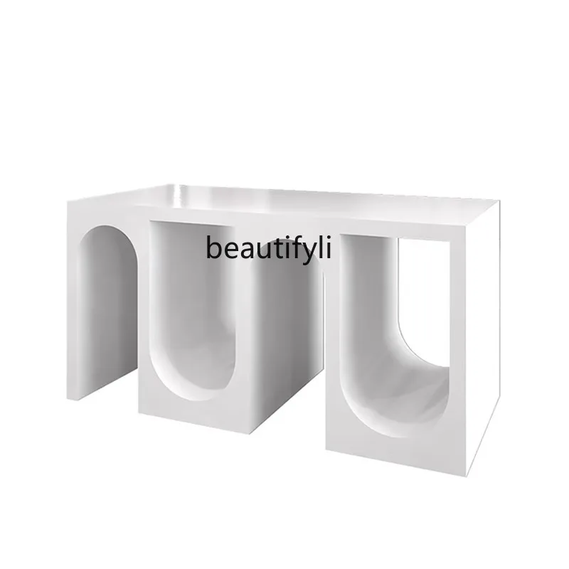 

Customized Italian Light Luxury Minimalistic Modern Creative Hotel Desk Lobby Table Cabinet Roman Arch Corridor Entrance