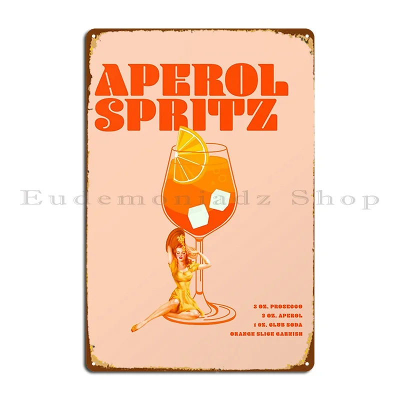 The Aperol Spritz Cocktail Metal Sign Garage Garage Wall Placca Wall Print Tin Sign Poster