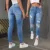 Women's Slim Fit Jeans with Rips Casual Slimming Cone Shaped Mom Jeans Comfortable Stretch Denim Trousers