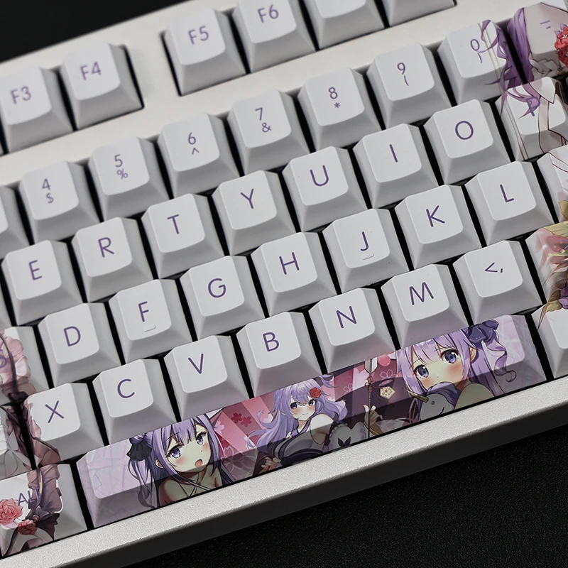 Teclas Azur Lane Hms Unicórnio Keycap Pbt Lados Tintura Subbed Keycaps dos Desenhos Animados Anime Gaming Key Caps para Ansi 61 87 104 108 Layout 108 - Imagem 5