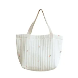 Cotton Embroidery Large Capacity Multifunctional Mommy Tote Bag (Tulip Tote Bag)