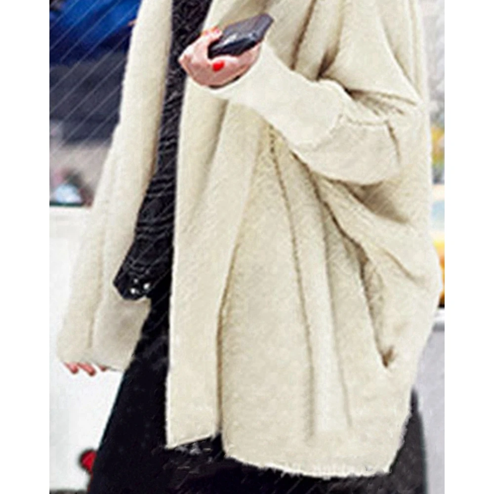 2023 Autumn Winter Women Casual Batwing Sleeve Fluffy Hoodied Coats Fashion Elegant Femme Fuzzy Jackets Lady y2k Loose Outfits