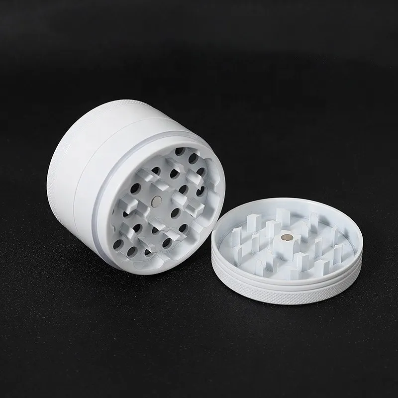 Premium Aluminum Nonstick White Grinder 4 Layers Spice Crusher 6
