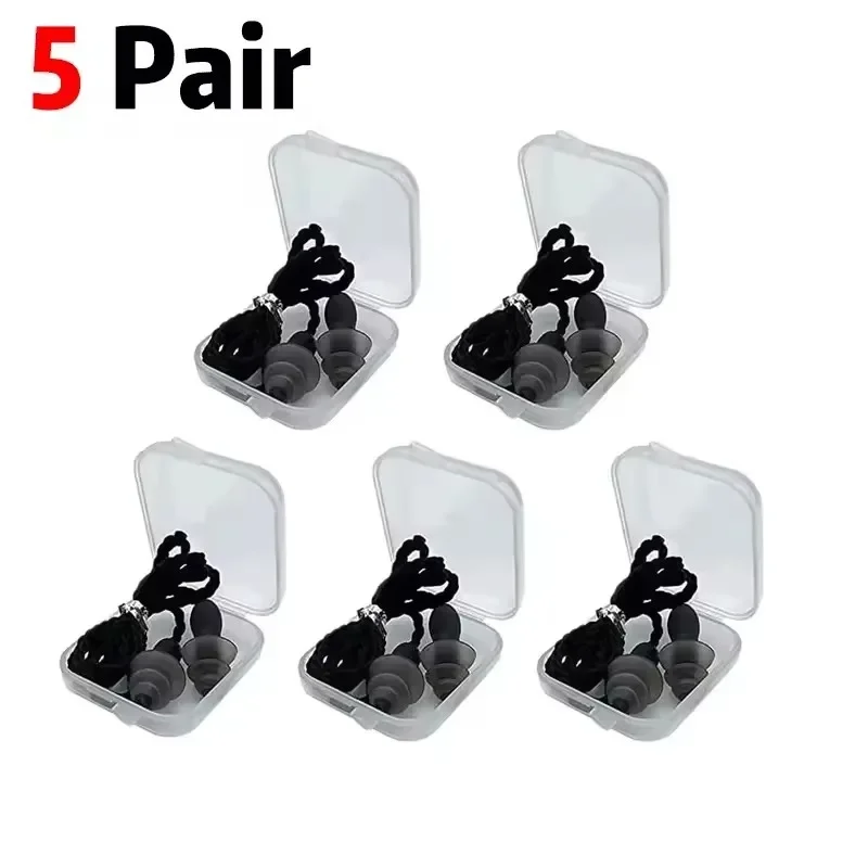 Reusable Silicone Noise-Cancelling Corded Ear Plugs with Banded String for Sleeping, Studying, and Swimming