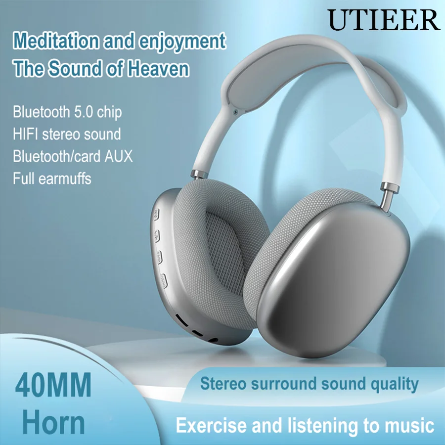 

Wireless Headphones Over Ear Stereo HIFI Headset Bass with Microphone Noise Cancelling Gaming Sports Earphone