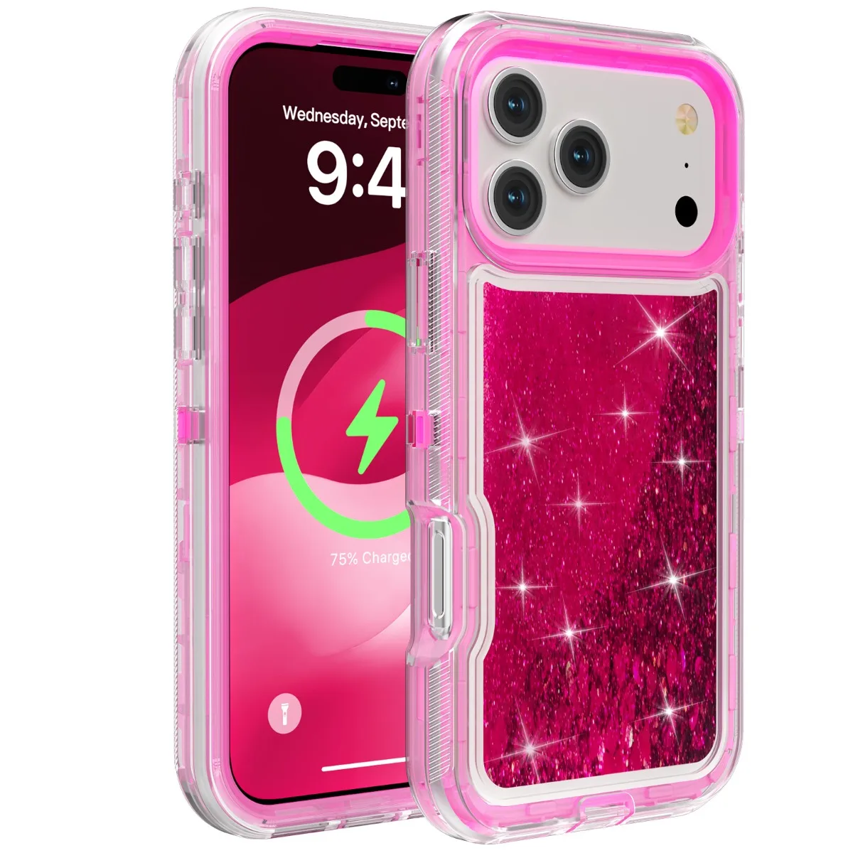Elegant Glitter Quicksand Heavy Duty Phone Case - 3 in 1 Military Grade Shockproof Protection