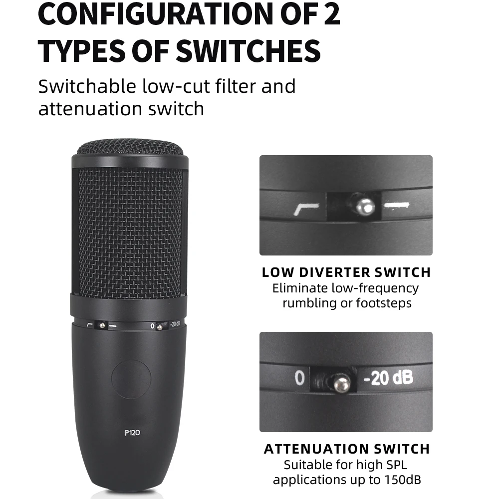 AKG-P120 콘덴서 캡슐 마이크, 고성능 범용 녹음 마이크, P120