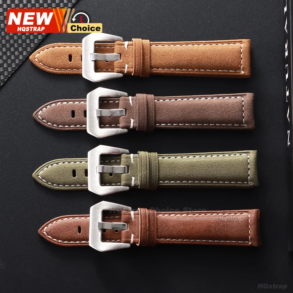 Handmade Matte Leather Watch Strap in Brown - Unisex Wristband, Multiple Width Options