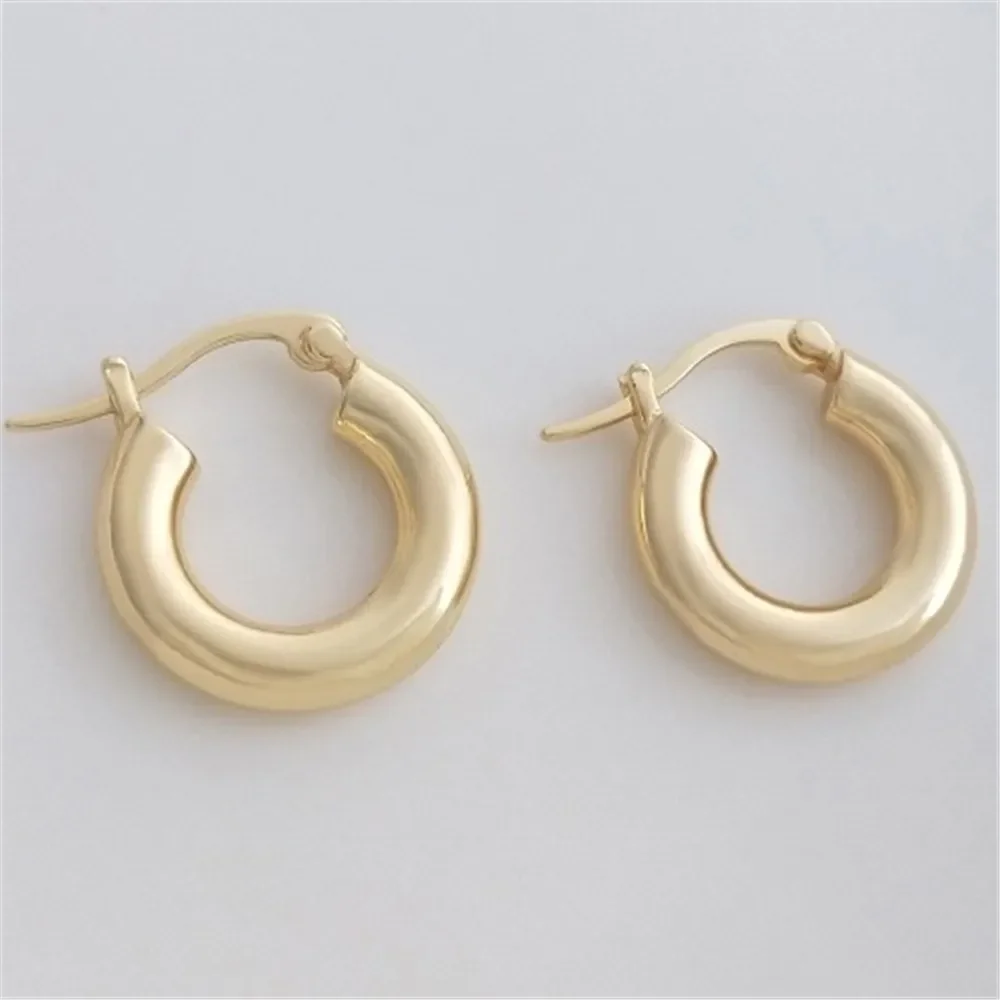 

14K Gold-filled Copper Metal Earrings, French Simple Plain Hoop Earrings, Light Luxury, High-end Temperament Earrings E259