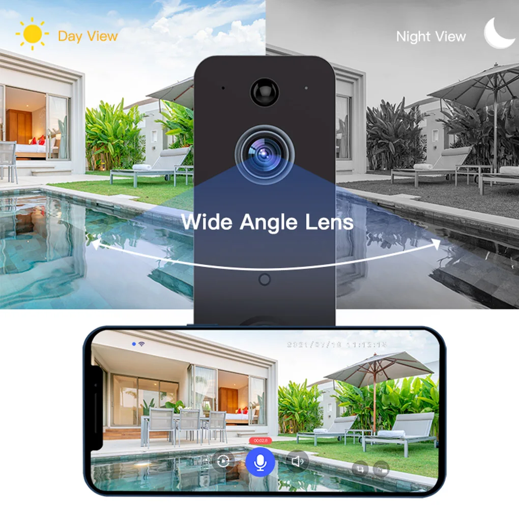 

WiFi Smart Door Bell Two Way Intercom Intelligent Wall Mounted Wireless Doorbell Alarm Household Office Apartment