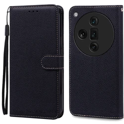 Luxurious Leather Wallet Flip Case - Soft Silicone Cover & Protective Shell for Find X7 Ultra (Black)