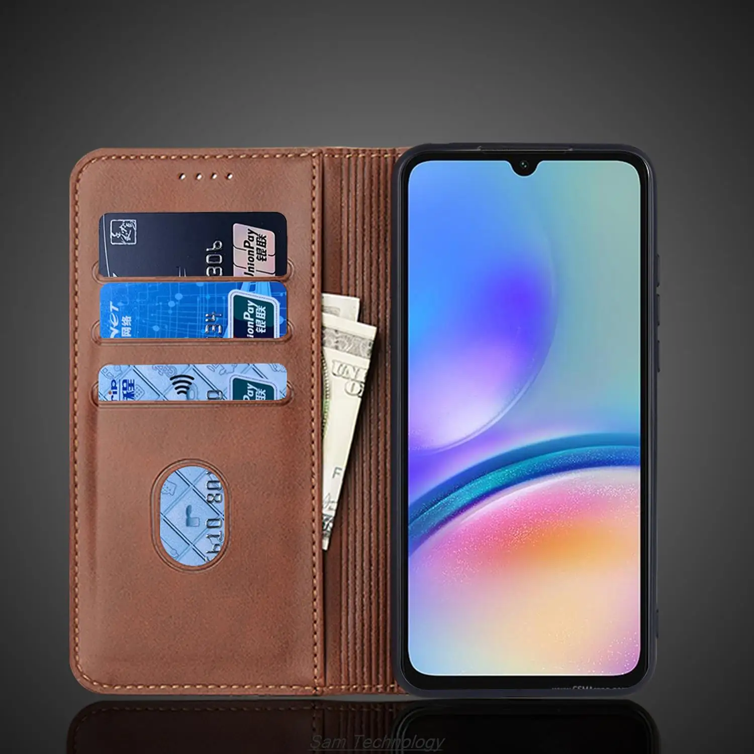 마그네틱 어트랙션 가죽 케이스, 삼성 갤럭시 A05s 홀스터 플립 커버 케이스, 갤럭시 A05s 지갑 폰 가방, Fundas Coque