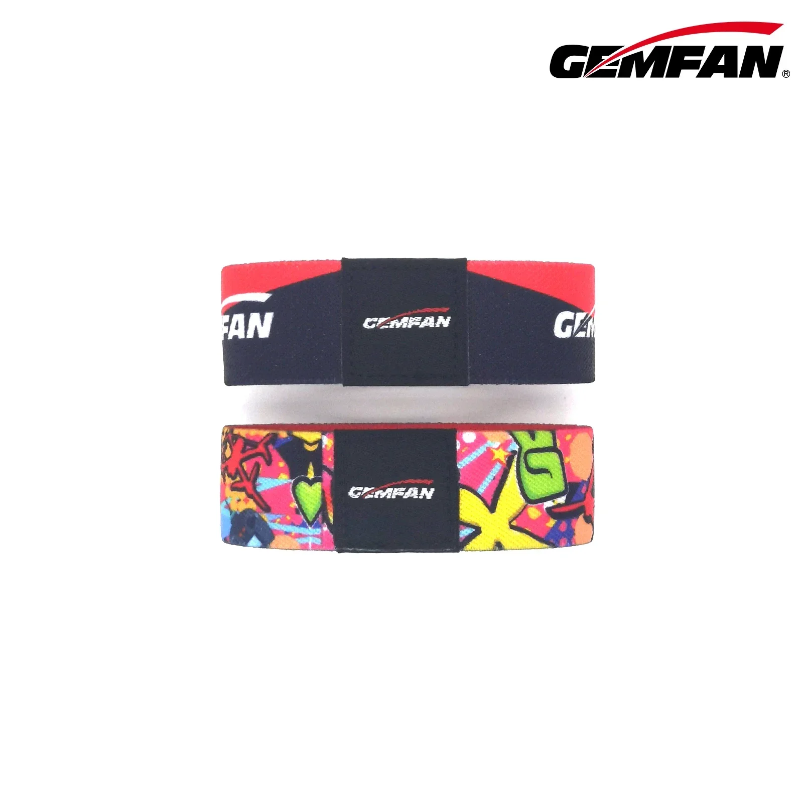Deux protecteurs de stack Gemfan Stack Saver 18x2cm/18x2.5cm avec leurs sangles de fixation, prêts à être installés sur un drone FPV.
