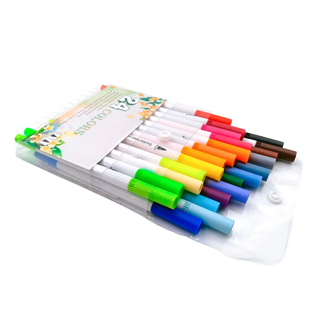 

Graffiti Drawing Painting Pen Double Headed Dual-tip Brush Marker Pen Set Watercolor Pens Stationery 48 Colors