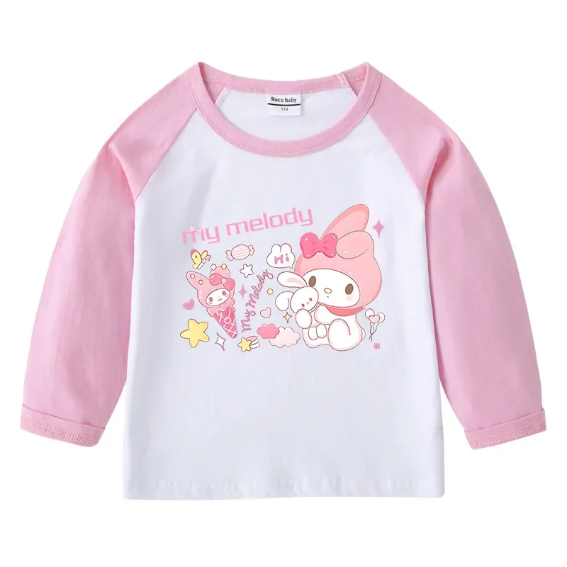 

Melody 2023 New Spring and Autumn Children's Round Neck Cartoon Long-sleeved Tops Bottoming Shirt Pure Cotton T-shirt