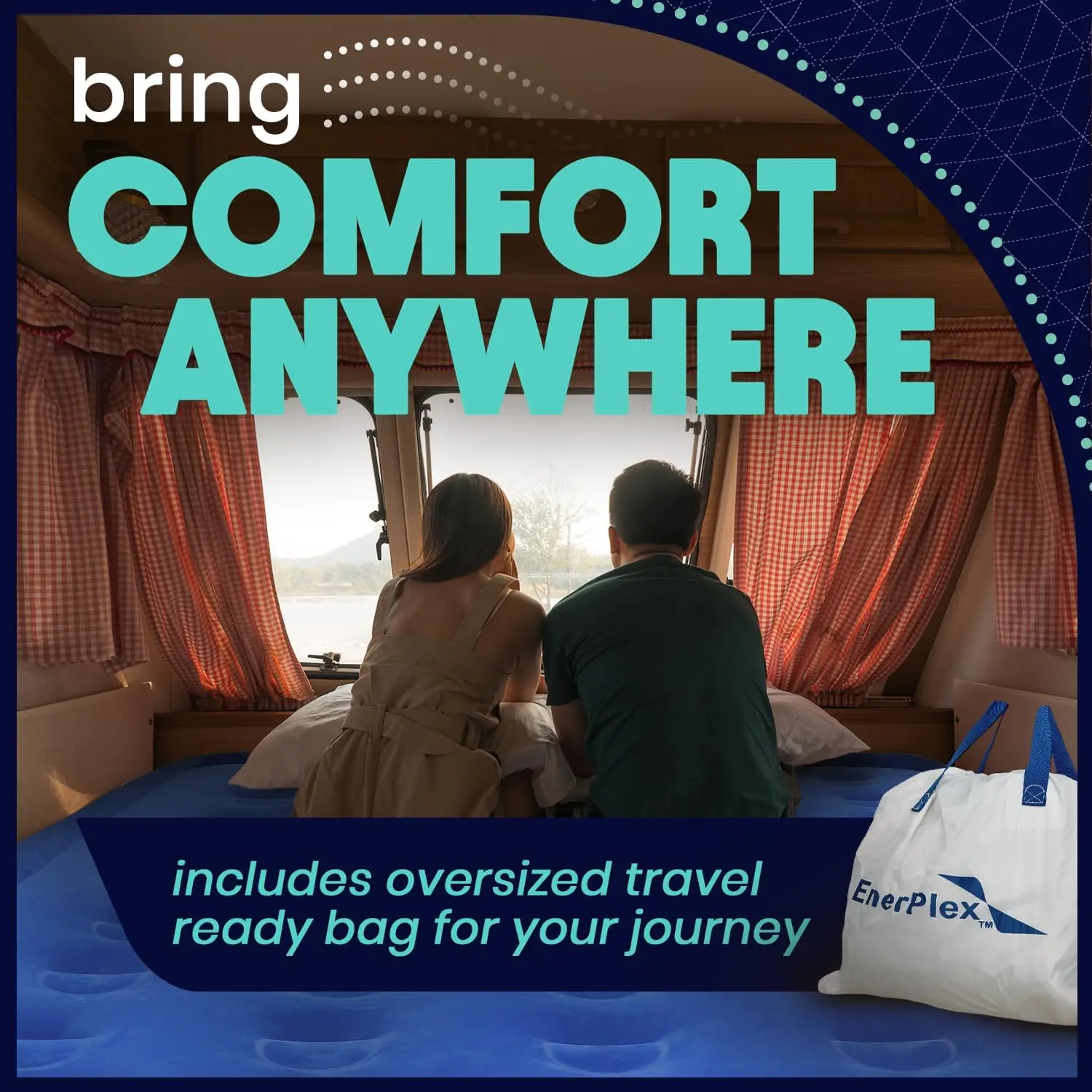 Self-Inflating Air Mattress with Built-in Pump, Portable Travel Bed with Neck Support for Home & Camping