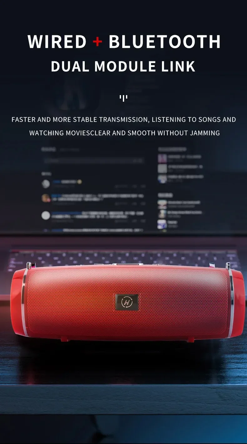 20W Portable Bluetooth Speaker IPX7 Waterproof Outdoor HIFI Pillar Speaker Subwoofer Stereo Speaker FM Radio TF Boom Box