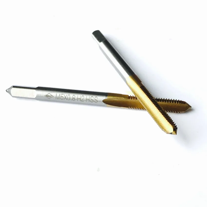 

Free shipping of 2pcs HSS6542 made M2-M6 Full CNC grinded TIN coating Machine straight flute Taps Screw Taps for metal threadin