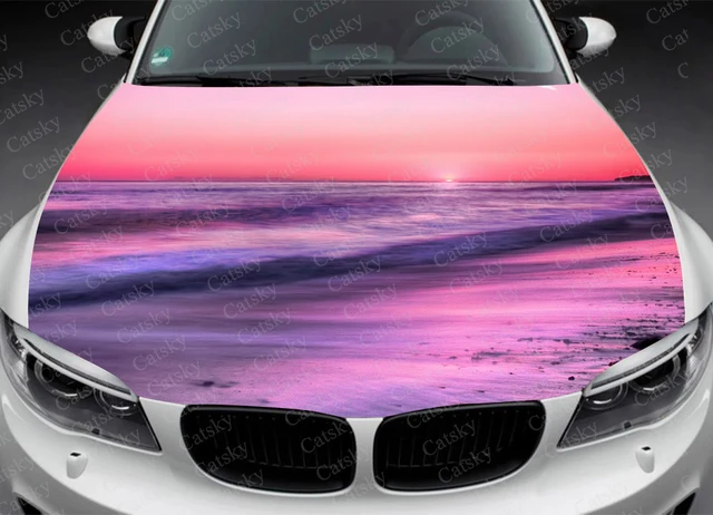 Künstlerische-Schöne Sunset Auto Haube Vinyl Aufkleber Wrap Vinyl Film  Motor Abdeckung Decals Aufkleber Universal-Fit Jedes Auto - AliExpress