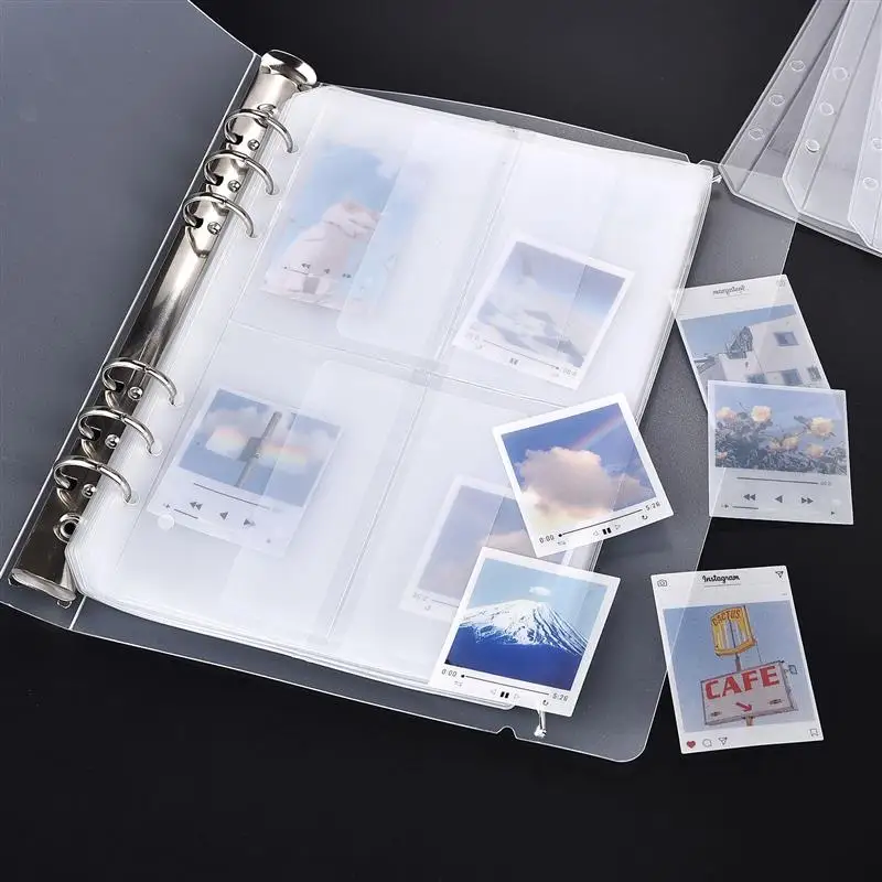 Storage Bag Storage Clip A5 6-Hole Strap Storage Clip And Storage Bag Scrapbook Cutting Die Organizing Sticker Transparent Bag Knife Pen