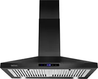 Range Hood Black,Wall Mounted Range Hood 30 inches,Black Kitchen Hoods with Touch Controls,Stainless Steel Range Hood in Black 1
