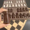 Free Shipping Big Vintage Chess 3d Qing Army Pieces Leather Chessboard Gypsum + Resin Pieces Game Box 40*19cm/15.7*7.5 Inch 3