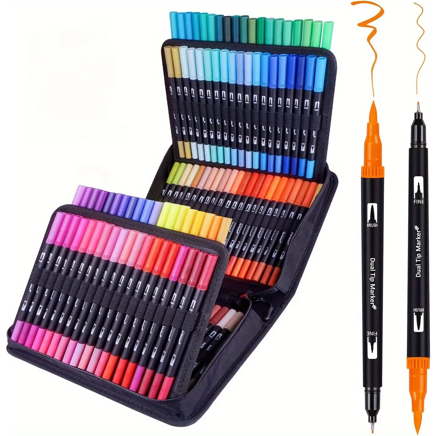 60/120 color Dual Brush Tip Markers Set Double-headed Washable