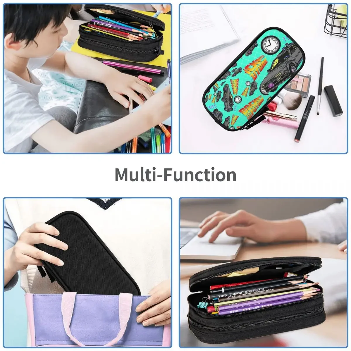Back To The Future, DeLorean Pattern Pencil Cases Large Capacity Pen Bags Pen Box Pencil Pouch For Boys Girls Student Stationery