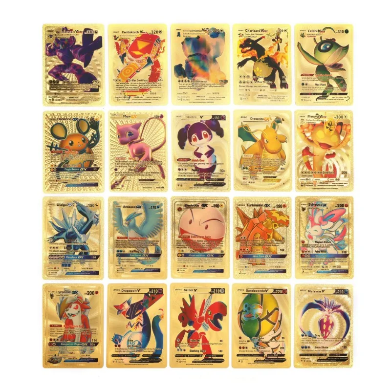 NEW 27-110PCS Cartas Pokemon Gold Cards Spanish English French German Foil Silve Cards Charizard Vmax Gx Game Collection Card images - 6