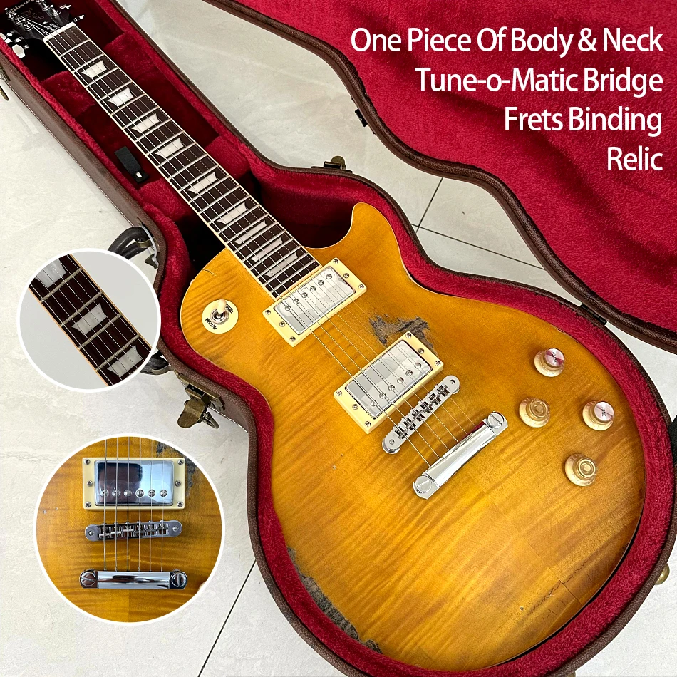 Relic Electric Guitar One Piece Of Body & Neck Tune-o-Matic Bridge Frets Binding Chrome Hardware